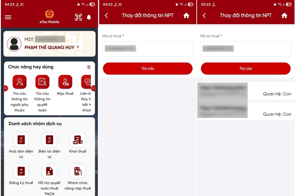Kiểm tra thông tin người phụ thuộc trên eTax Mobile để giảm thuế thu nhập - 3 Kiểm tra thông tin người phụ thuộc trên eTax Mobile để giảm thuế thu nhập - 3