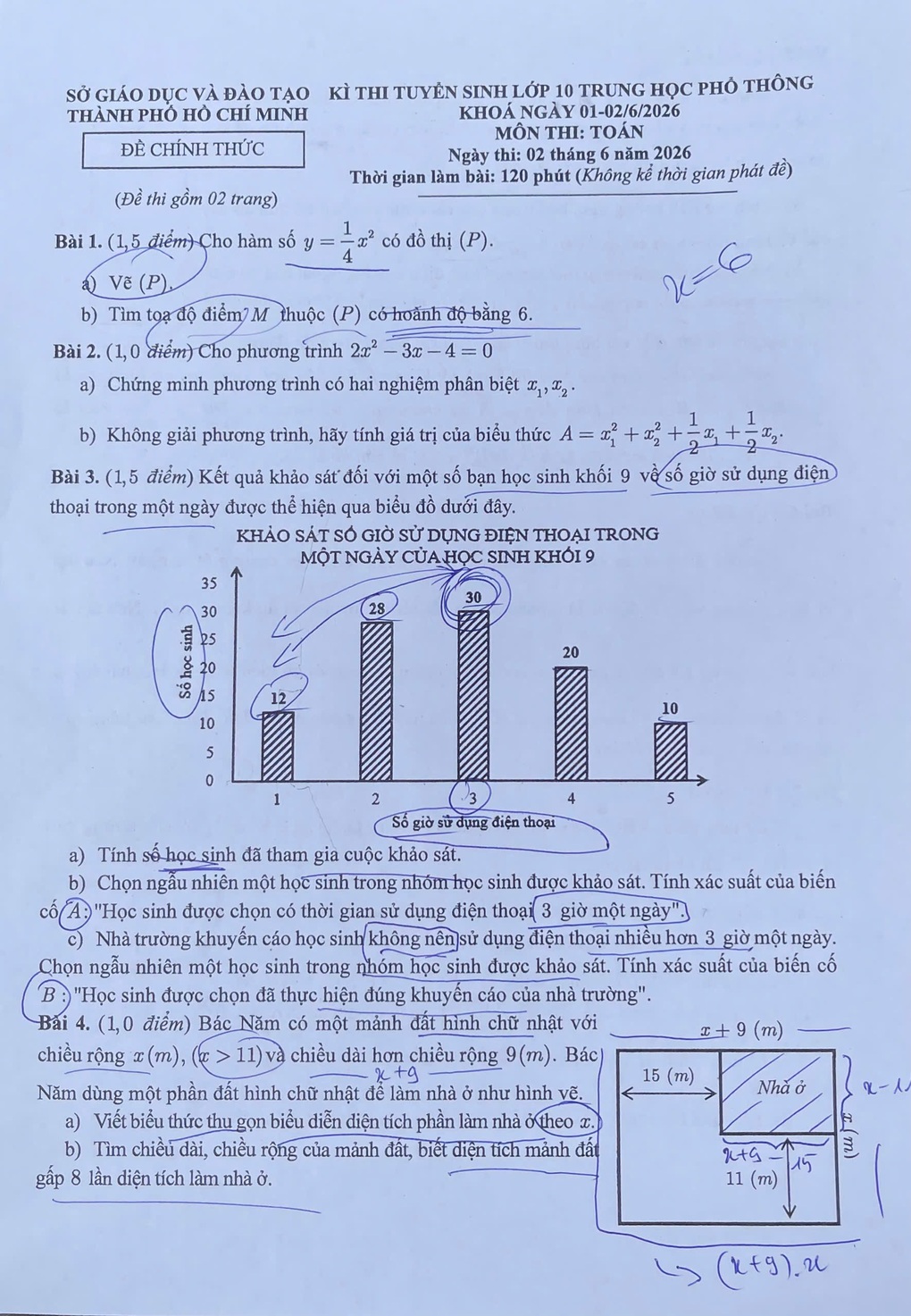 Đề, đáp án môn toán thi lớp 10 TPHCM năm 2026 bản đầy đủ nhất - 2