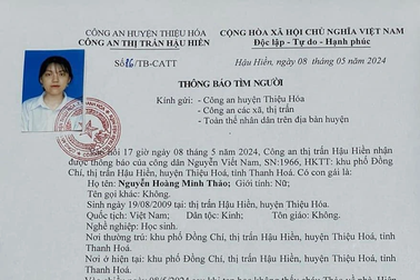 Nữ sinh 15 tuổi mất liên lạc với gia đình sau buổi học
