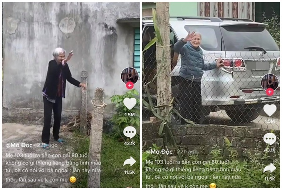 Rơi nước mắt hình ảnh cụ bà 103 tuổi bịn rịn tiễn con gái 80 tuổi về nhà - 1 Rơi nước mắt hình ảnh cụ bà 103 tuổi bịn rịn tiễn con gái 80 tuổi về nhà - 1