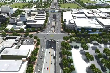 Phối cảnh nút giao thông 3 tầng phía Tây cầu Trần Thị Lý