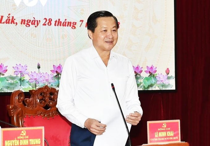 Phó Thủ tướng Chính phủ Lê Minh Khái phát biểu tại buổi làm việc