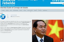 Cuba để quốc tang tưởng niệm Chủ tịch nước Trần Đại Quang