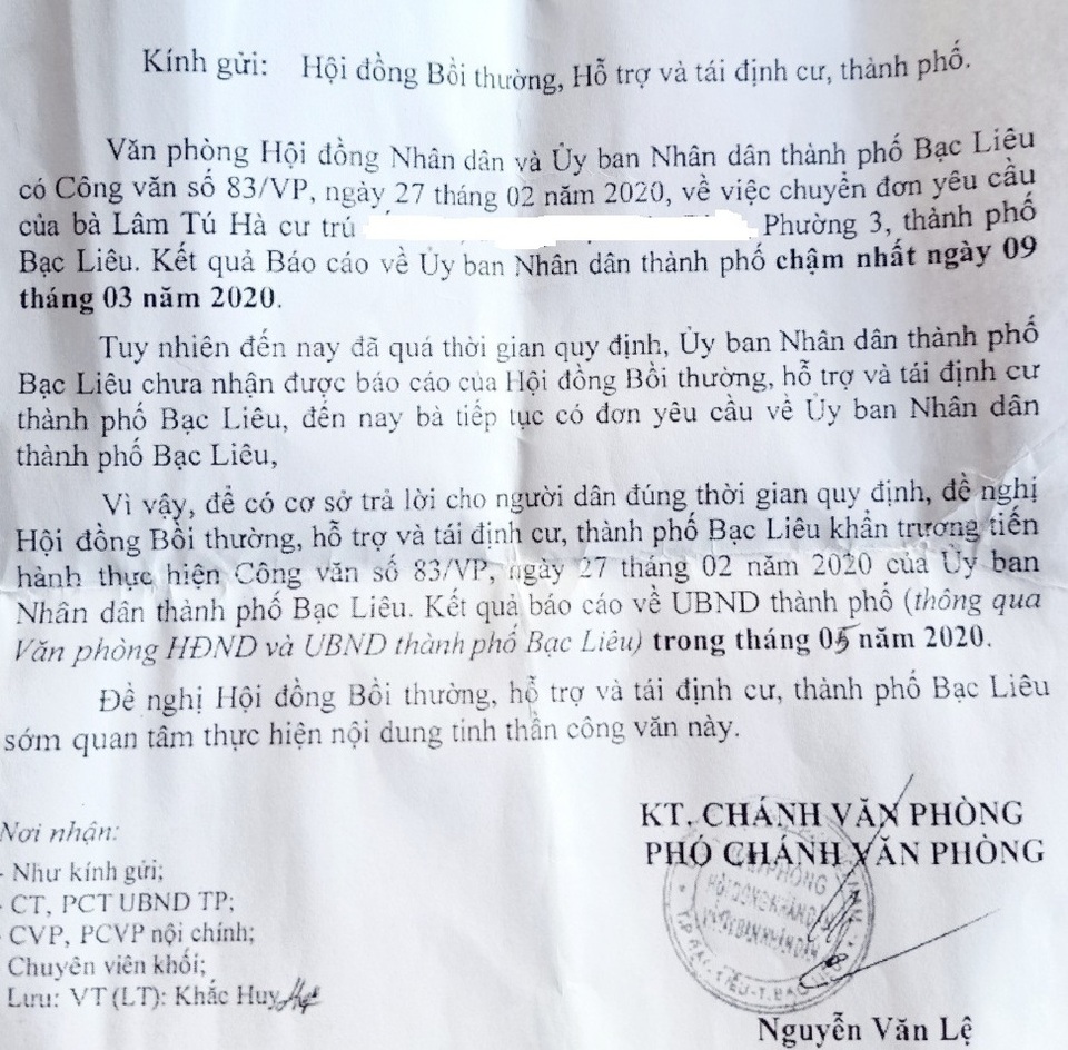 Đất bị lấy làm dự án 15 năm trước, dân mòn mỏi chờ bồi thường ở TP Bạc Liêu - 3 Đất bị lấy làm dự án 15 năm trước, dân mòn mỏi chờ bồi thường ở TP Bạc Liêu - 3