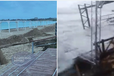 Ukraine nói siêu bão cuốn trôi phòng tuyến bờ biển của Nga ở Crimea