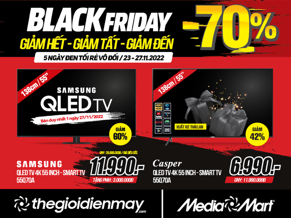Black Friday: Siêu thị điện máy giảm đến 70% tất cả sản phẩm - 1 Black Friday: Siêu thị điện máy giảm đến 70% tất cả sản phẩm - 1