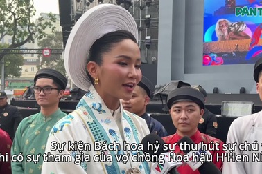 Hoa hậu H'Hen Niê rạng rỡ trong Ngày hội Việt Nam hạnh phúc
