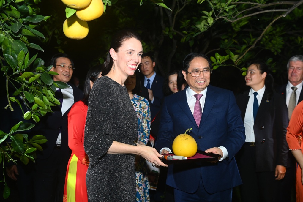 Thủ tướng New Zealand thưởng thức bưởi trong vườn quả Bác Hồ - 4 Thủ tướng New Zealand thưởng thức bưởi trong vườn quả Bác Hồ - 4