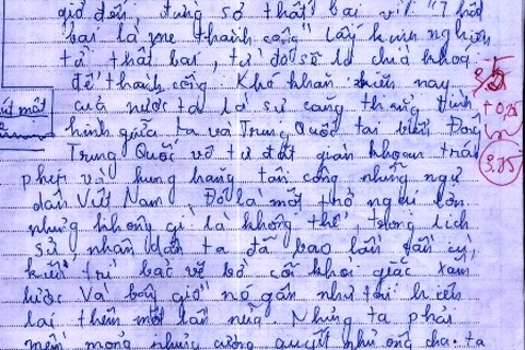 Học sinh đưa tình hình biển Đông vào bài thi học kỳ môn Văn