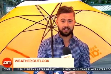 Kinh ngạc MC thời tiết bị… gió cuốn đi