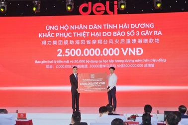 Tập đoàn Deli trao 2,5 tỷ đồng hỗ trợ tỉnh Hải Dương khắc phục hậu quả bão Yagi