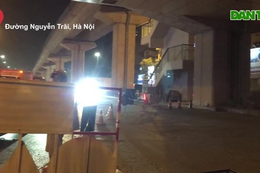 Hà Nội: Xuyên đêm sửa chữa, vá lại mặt đường Nguyễn Trãi