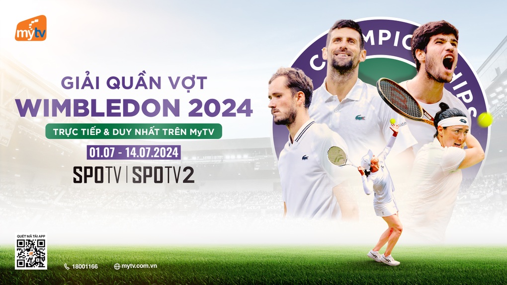 Xem trực tiếp Wimbledon 2024 trên chùm kênh SPOTV độc quyền của MyTV - 1 Xem trực tiếp Wimbledon 2024 trên chùm kênh SPOTV độc quyền của MyTV - 1