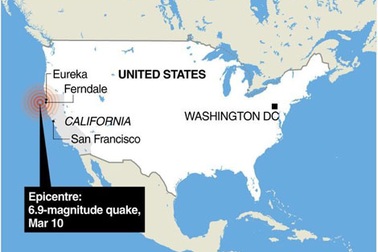 Động đất mạnh 6,9 độ richter ngoài khơi California
