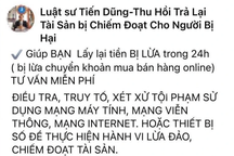 Giả danh luật sư nhận hỗ trợ thu hồi tiền bị lừa đảo