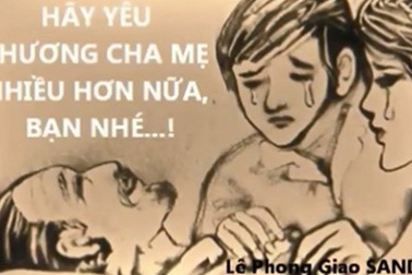 Rớt nước mắt với clip tranh cát mùa Vu Lan báo hiếu
