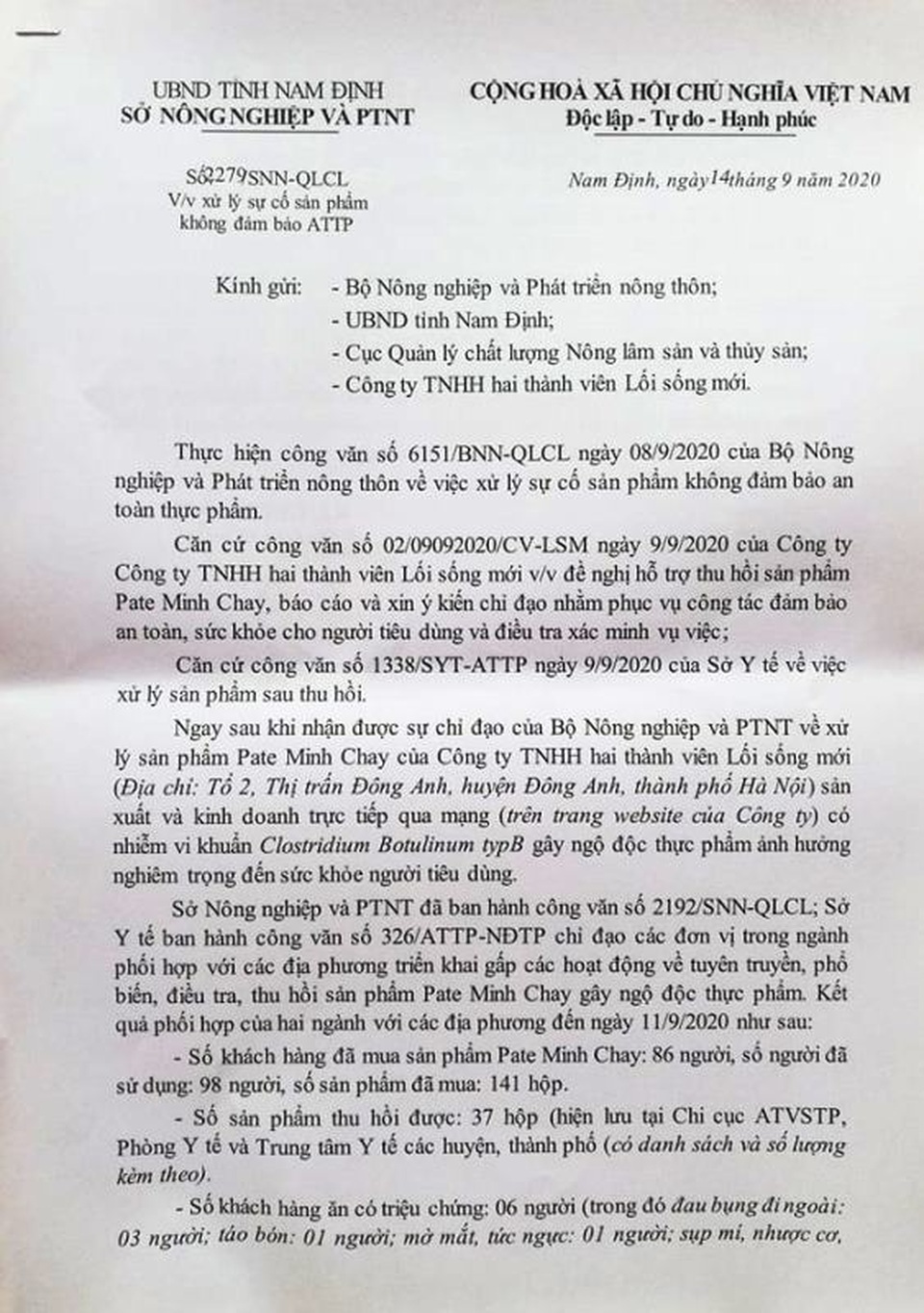 Vụ pate Minh Chay: Các địa phương ghi nhận nhiều người có biểu hiện ngộ độc - 3 Vụ pate Minh Chay: Các địa phương ghi nhận nhiều người có biểu hiện ngộ độc - 3