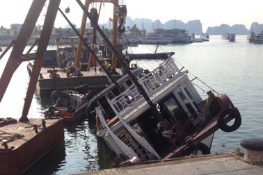 Thêm một tàu du lịch bị chìm khi đang neo đậu tại cảng Tuần Châu