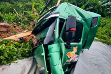 Đường từ Lào về cửa khẩu Cầu Treo sạt lở, nhiều xe container bị vùi lấp