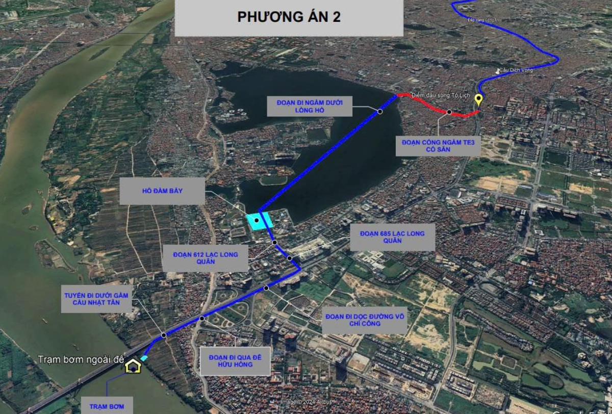 Chi tiết phương án lấy nước sông Hồng đi xuyên đê hồi sinh sông Tô Lịch - 3 Chi tiết phương án lấy nước sông Hồng đi xuyên đê hồi sinh sông Tô Lịch - 3