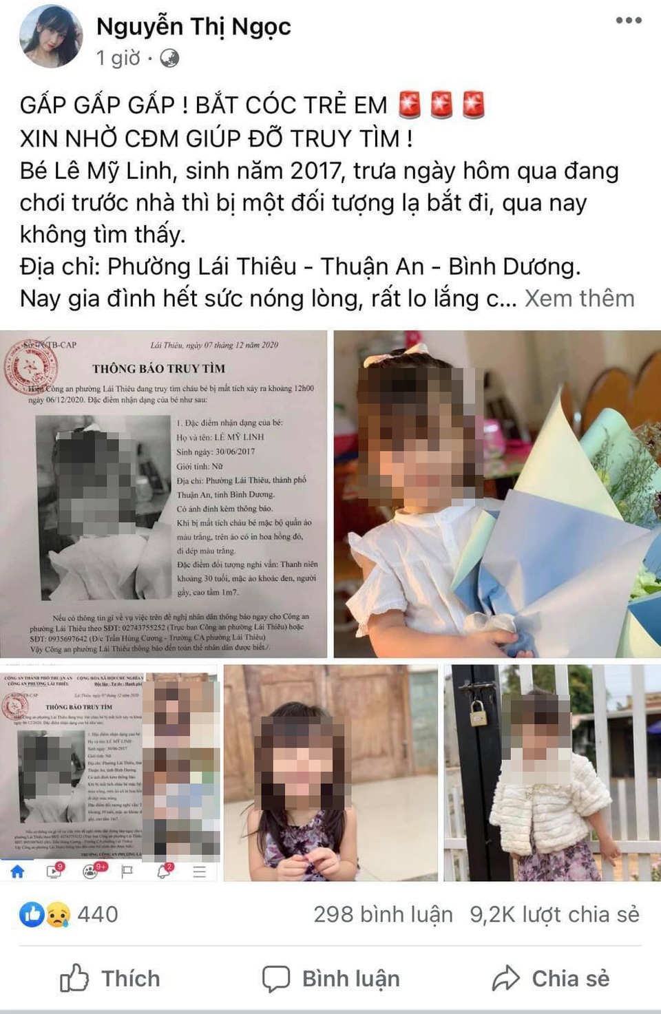Dư luận hoang mang vì tin giả mạo bé gái bị bắt cóc - 2 Dư luận hoang mang vì tin giả mạo bé gái bị bắt cóc - 2