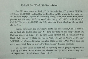 Cục Thi hành án dân sự TP Hà Nội giải quyết đơn khiếu nại của công dân
