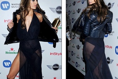 Alessandra Ambrosio gây sốc với váy siêu mỏng