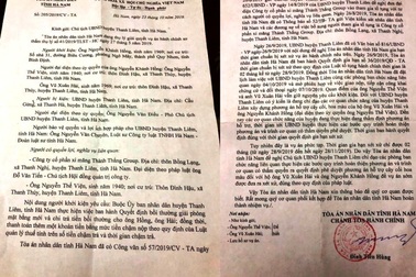 Vụ dân kiện UBND huyện Thanh Liêm: Toà đề nghị sớm giải quyết quyền lợi cho dân