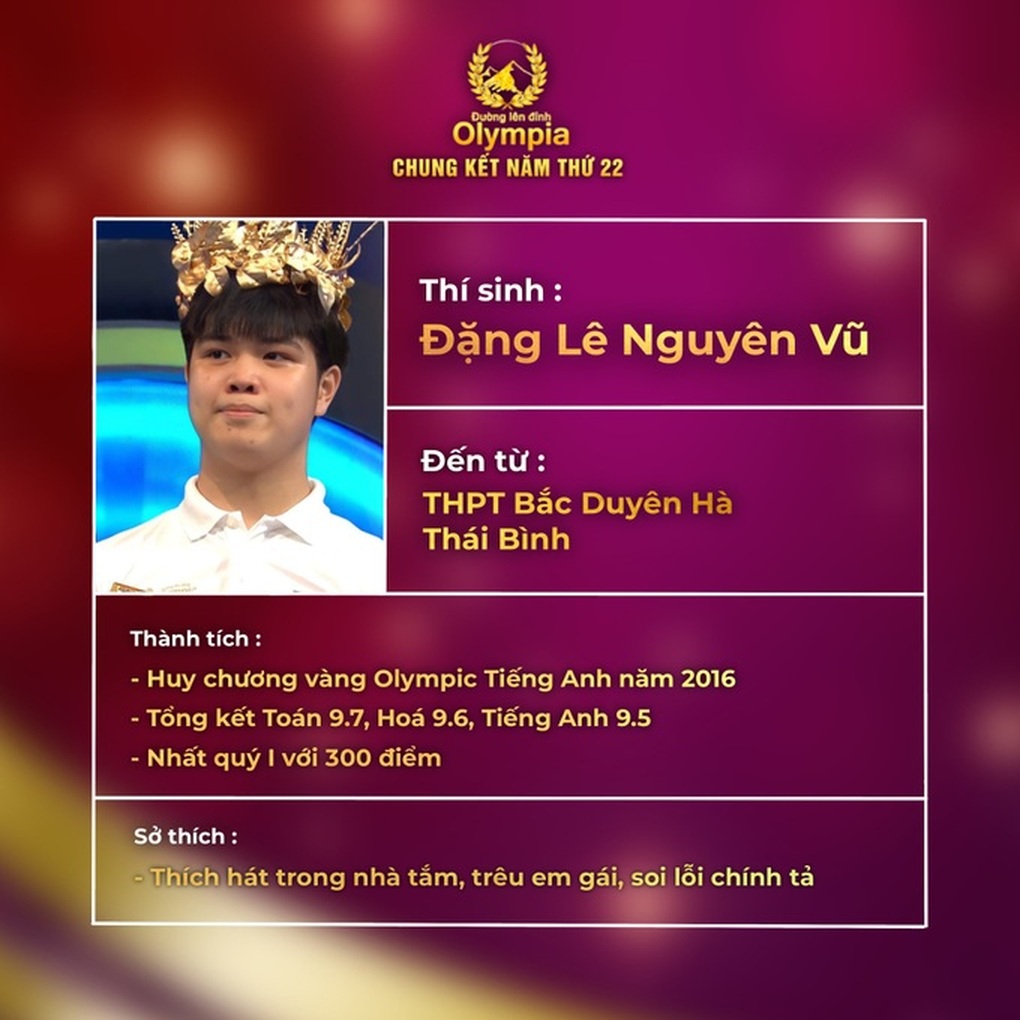 Đặng Lê Nguyên Vũ vô địch Đường lên đỉnh Olympia 2022 đầy nghẹt thở - 3 Đặng Lê Nguyên Vũ vô địch Đường lên đỉnh Olympia 2022 đầy nghẹt thở - 3