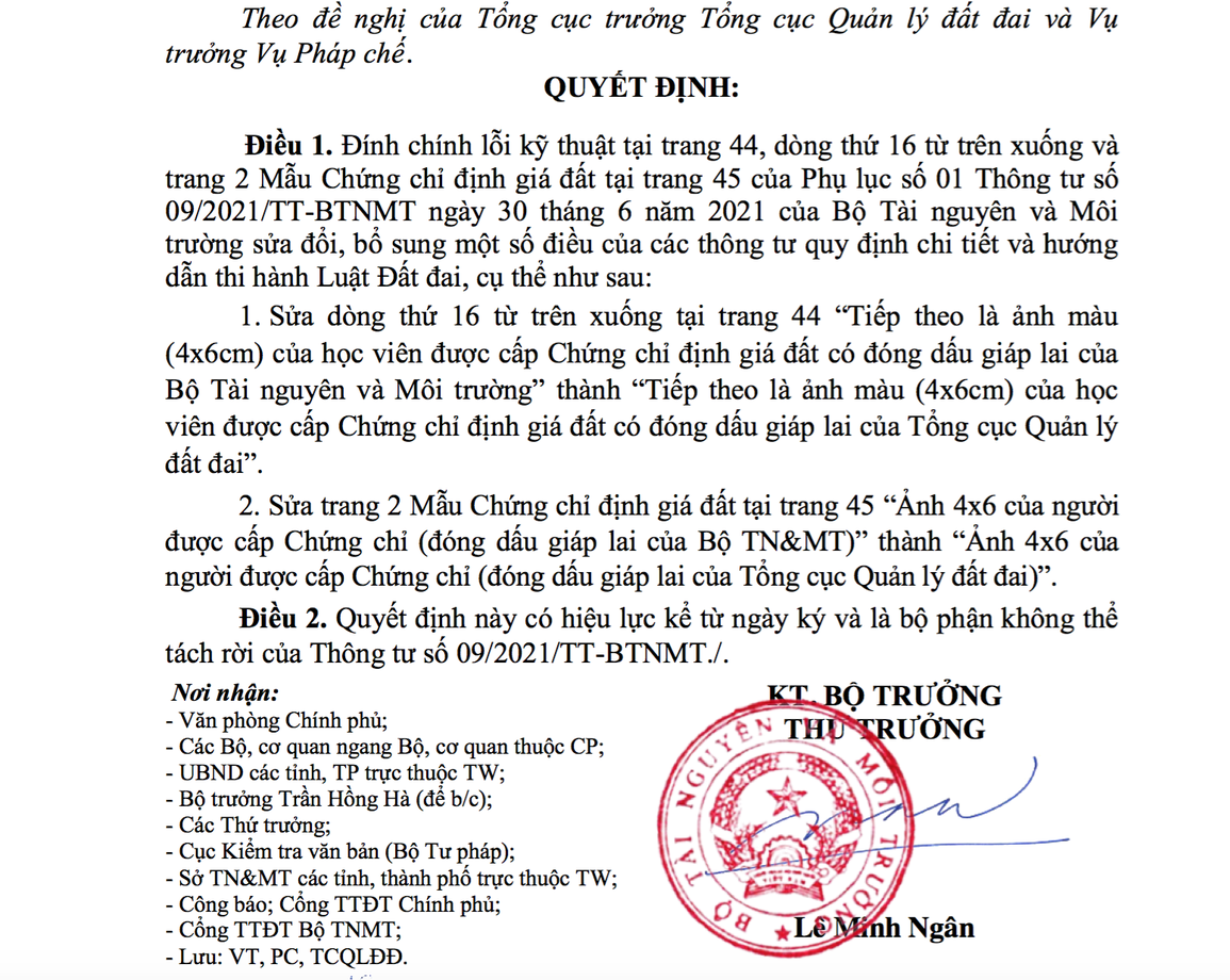 Bộ TN-MT liên tiếp phải đính chính thông tư - 1 Bộ TN-MT liên tiếp phải đính chính thông tư - 1