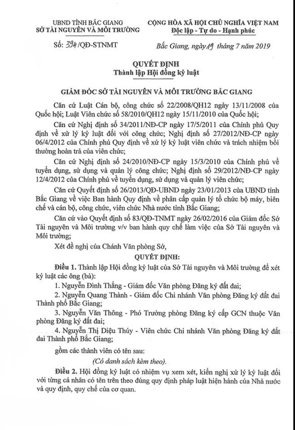 Hài hước cách đánh giá cán bộ liên quan các vụ “bê bối” tại Sở Tài nguyên Bắc Giang! - 1 Hài hước cách đánh giá cán bộ liên quan các vụ “bê bối” tại Sở Tài nguyên Bắc Giang! - 1