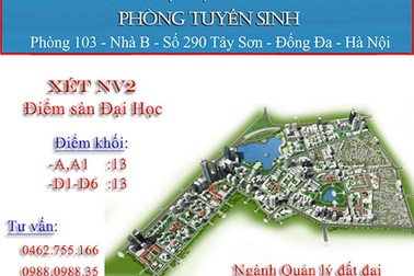 Xét tuyển bổ sung nguyện vọng 2 ngành Quản lý đất đai năm 2014