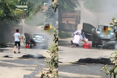 Thêm một ô tô bị cháy nghi do cuốn rơm vào gầm