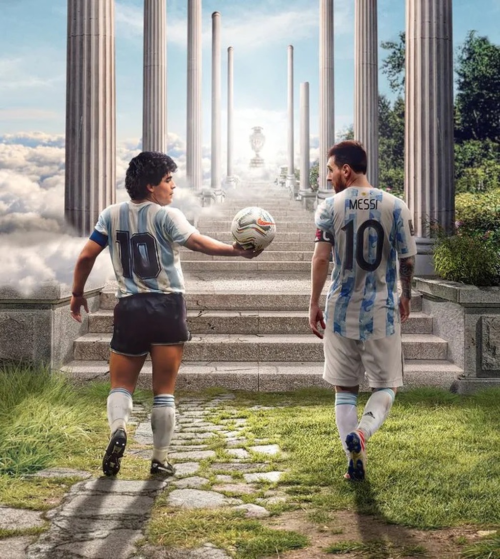 Messi là người kế thừa Maradona, hay đã vượt qua được người tiền bối? (Ảnh: Twitter). Messi là người kế thừa Maradona, hay đã vượt qua được người tiền bối? (Ảnh: Twitter).