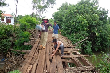 Đắc Lắk: Dân sợ hãi đi trên cây cầu mục ruỗng sắp sập