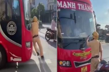 Triệu tập tài xế xe khách húc CSGT rồi tăng ga bỏ chạy ở Hải Dương