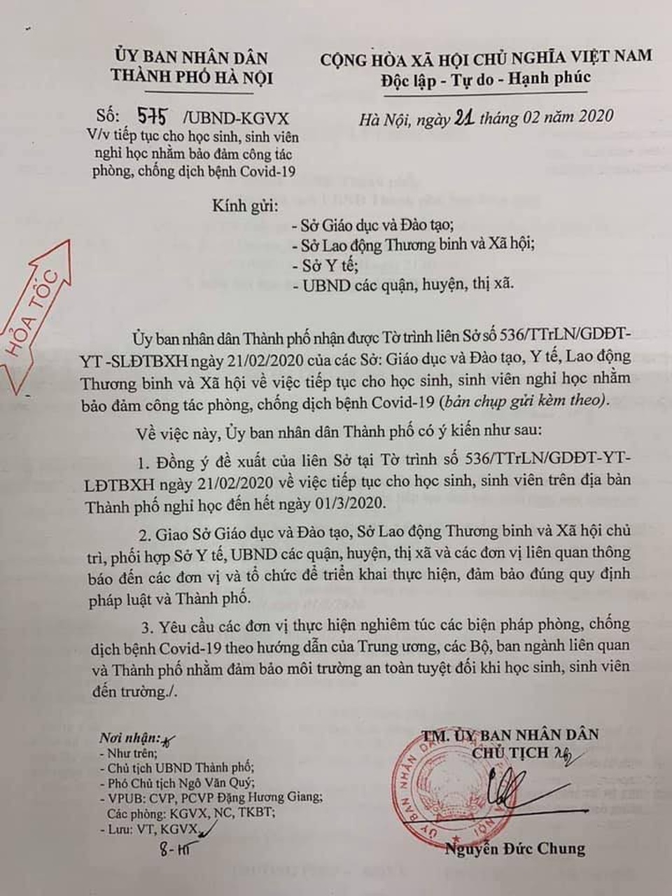 Chủ tịch Hà Nội chốt cho học sinh toàn thành phố nghỉ đến đầu tháng 3 - 2 Chủ tịch Hà Nội chốt cho học sinh toàn thành phố nghỉ đến đầu tháng 3 - 2