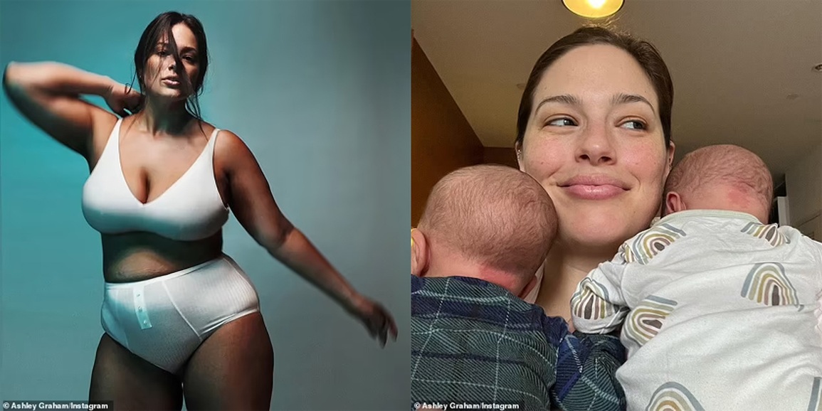 Siêu mẫu Ashley Graham chụp ảnh nội y sau khi đẻ sinh đôi - 1 Siêu mẫu Ashley Graham chụp ảnh nội y sau khi đẻ sinh đôi - 1