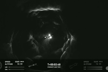 Khoảnh khắc hai tầng của tên lửa Starship tách thành công