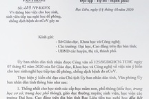 Bạc Liêu tiếp tục cho học sinh nghỉ học để phòng, chống virus Corona