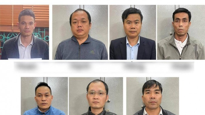 7 Trưởng Ban quản lý rừng phòng hộ bị bắt giữ. Ảnh: Công an cung cấp