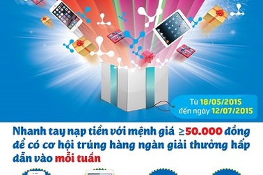 VinaPhone: Nạp tiền, cơ hội trúng iPhone 6 plus 64GB