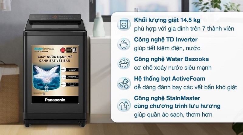 Đánh giá chi tiết máy giặt Panasonic Inverter 14.5 kg NA-FD290CEBV