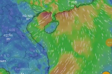 Video cho thấy hướng đi của siêu bão Mangkhut trên bản đồ theo dự đoán của ứng dụng Windy