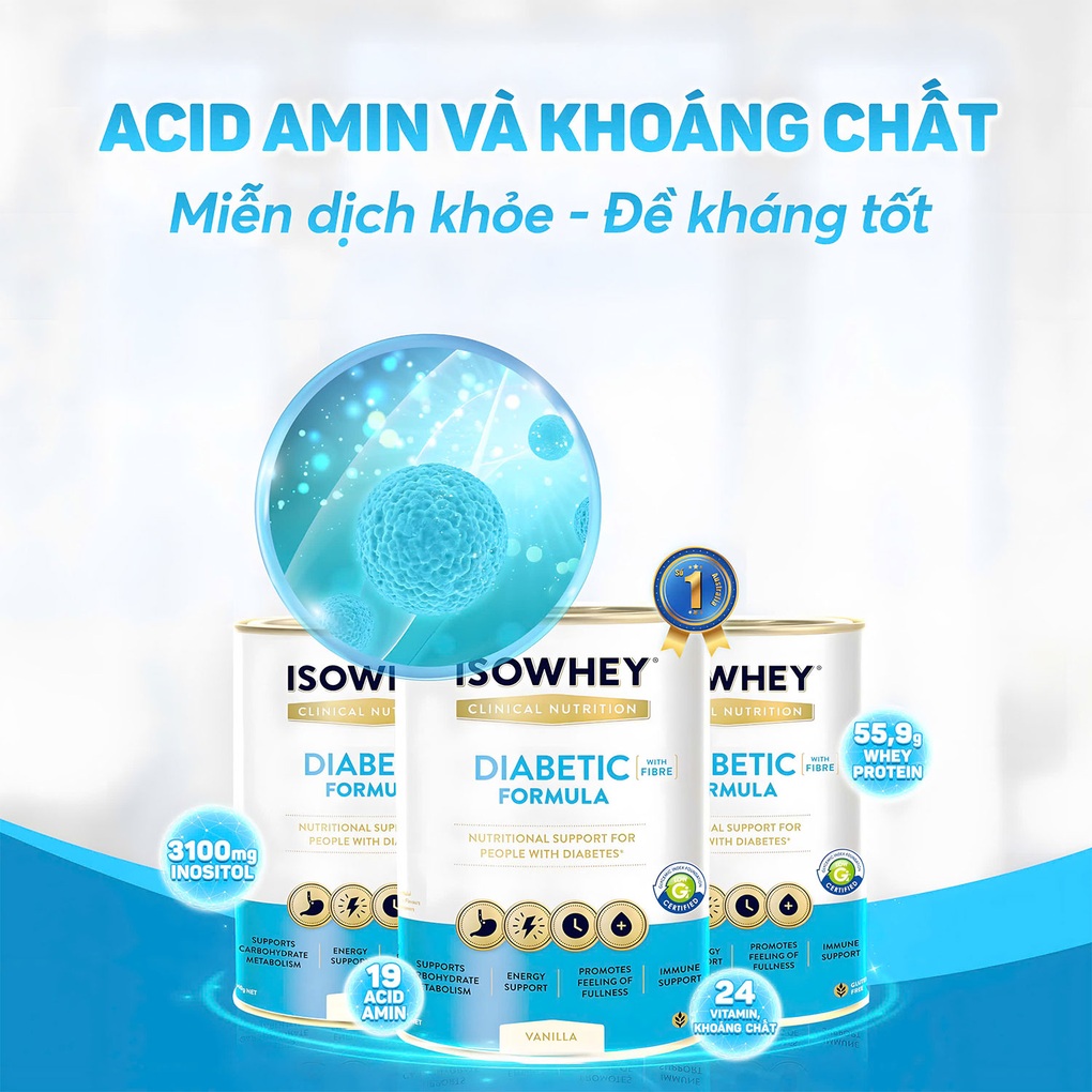 IsoWhey Diabetic Formula hỗ trợ bổ sung dinh dưỡng cho người tiểu đường - 3 IsoWhey Diabetic Formula hỗ trợ bổ sung dinh dưỡng cho người tiểu đường - 3