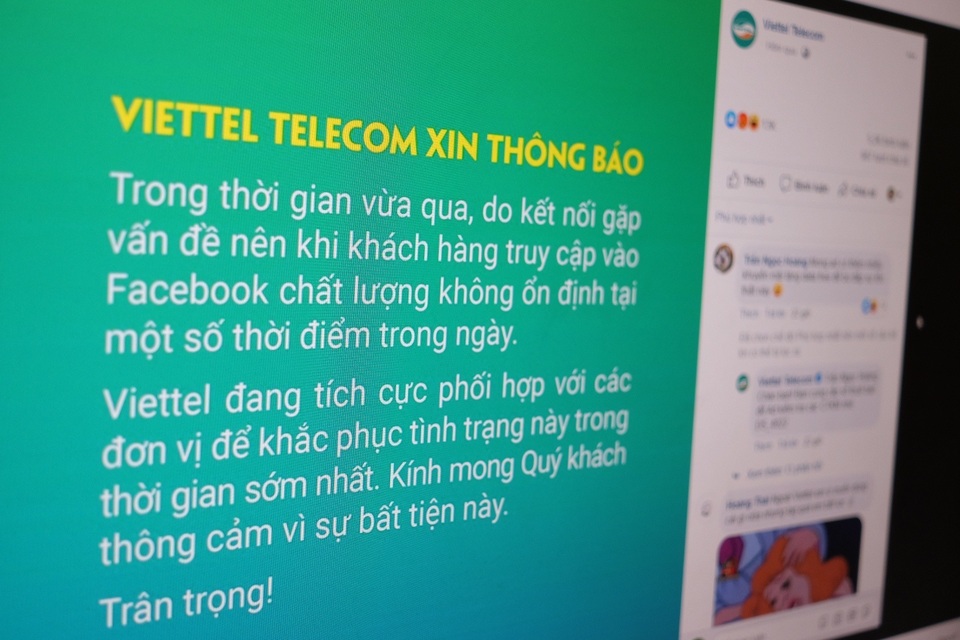 Viettel, VNPT đưa thông báo về truy cập Facebook không ổn định - 1 Viettel, VNPT đưa thông báo về truy cập Facebook không ổn định - 1