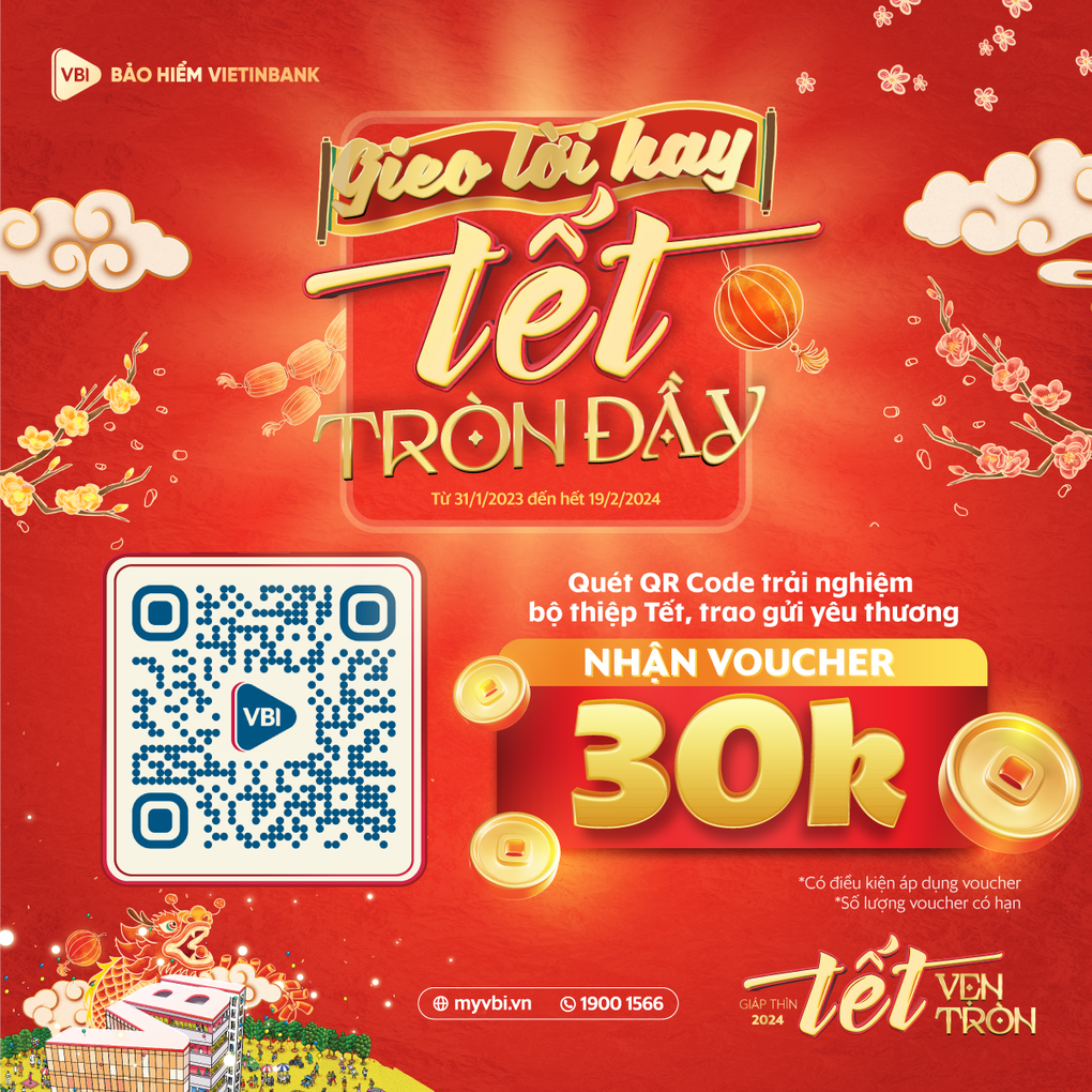 Cùng VBI Gieo lời hay - Tết tròn đầy để nhận 2.024 voucher may mắn mừng xuân Giáp Thìn - 1 Cùng VBI Gieo lời hay - Tết tròn đầy để nhận 2.024 voucher may mắn mừng xuân Giáp Thìn - 1