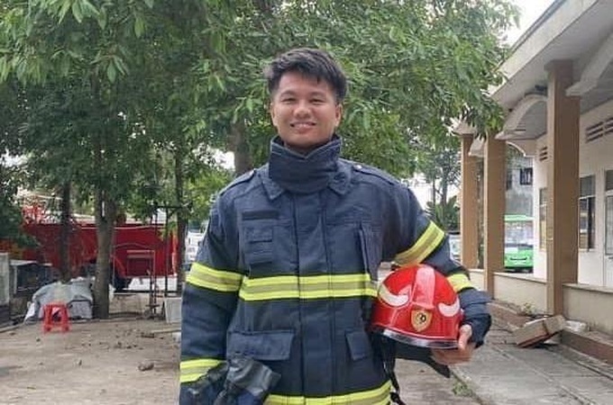 Đồng chí Thái Ngô Hiếu, cán bộ Phòng Cảnh sát phòng cháy, chữa cháy và cứu nạn, cứu hộ, Công an tỉnh Đồng Nai.