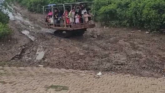 Dậy từ 3h sáng, ngồi xe xích đi 4,5km lội bùn tới biển vô cực ở Hưng Yên