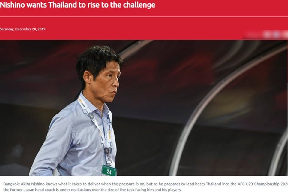 HLV Nishino: “Cơ hội dự Olympic 2020 của U23 Thái Lan rất nhỏ” - 1 HLV Nishino: “Cơ hội dự Olympic 2020 của U23 Thái Lan rất nhỏ” - 1
